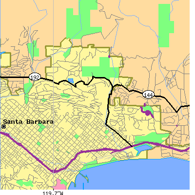 Zip code 93103 close-up map