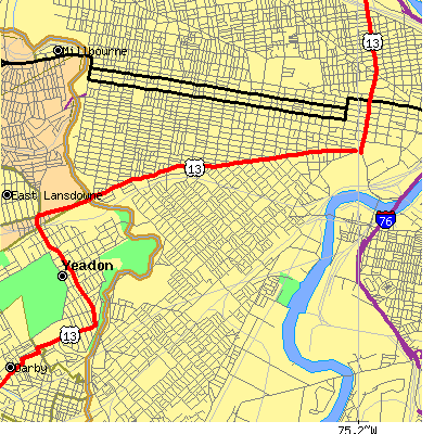 Zip code 19143 close-up map