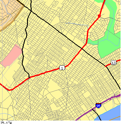 Zip code 19149 close-up map