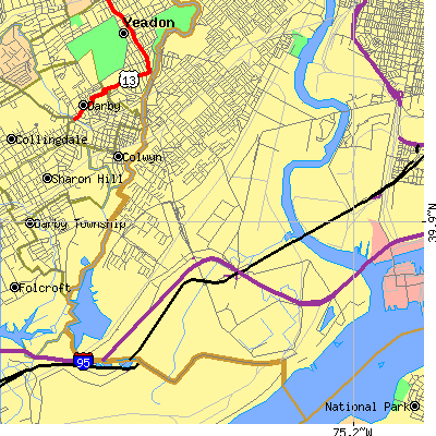 Zip code 19153 close-up map