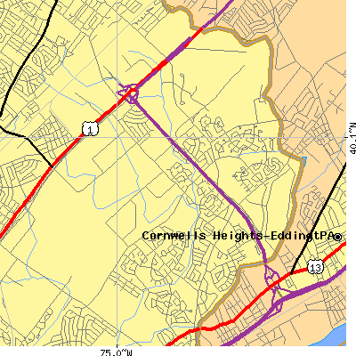 Zip code 19154 close-up map