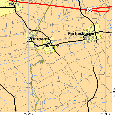 Zip code 19310 close-up map