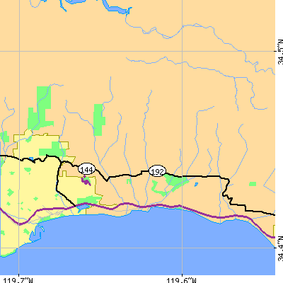 Zip code 93108 close-up map