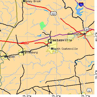 Zip code 19320 close-up map