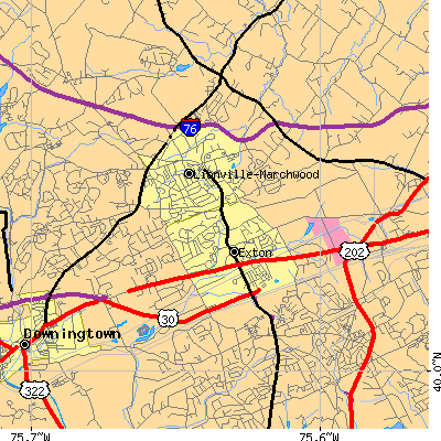 Zip code 19341 close-up map