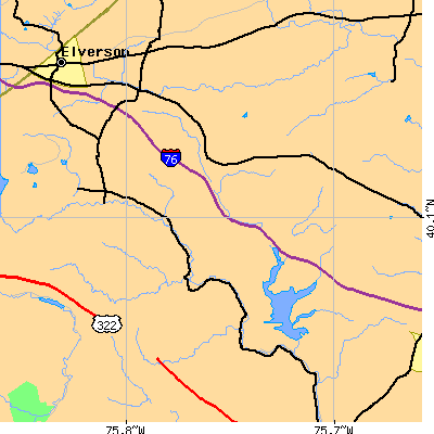 Zip code 19343 close-up map