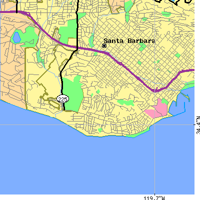 Zip code 93109 close-up map