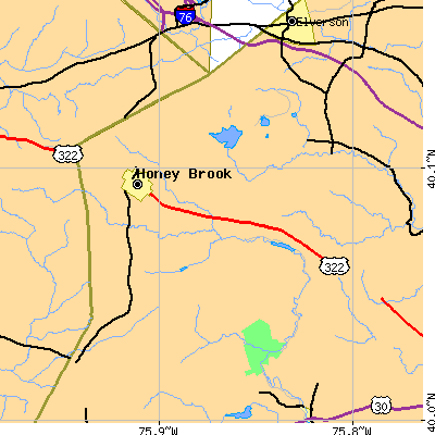 Zip code 19344 close-up map