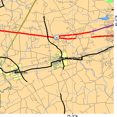 Zip code 19365 close-up map