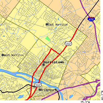Zip code 19401 close-up map