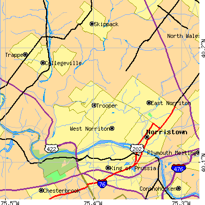 Zip code 19403 close-up map