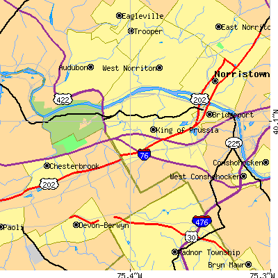 Zip code 19406 close-up map