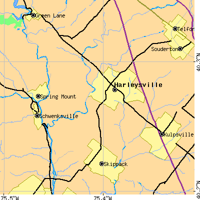 Zip code 19438 close-up map
