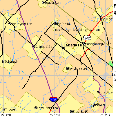 Zip code 19446 close-up map