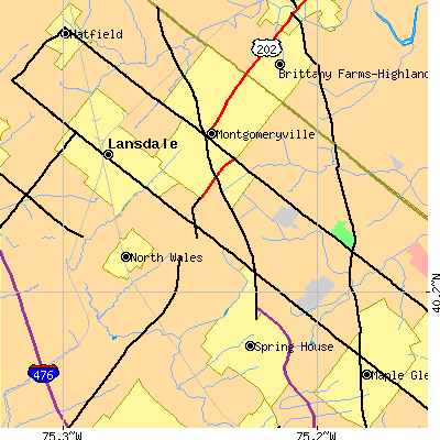 Zip code 19454 close-up map