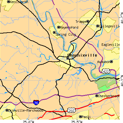 Zip code 19460 close-up map