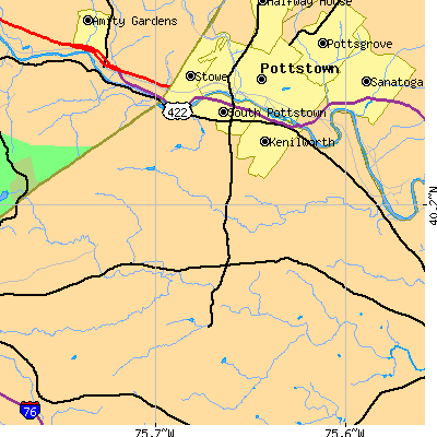Zip code 19465 close-up map