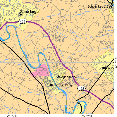 Zip code 19468 close-up map