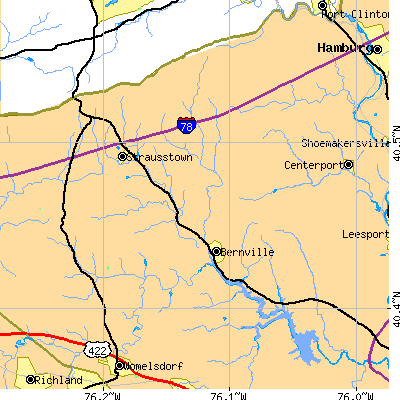 Zip code 19506 close-up map
