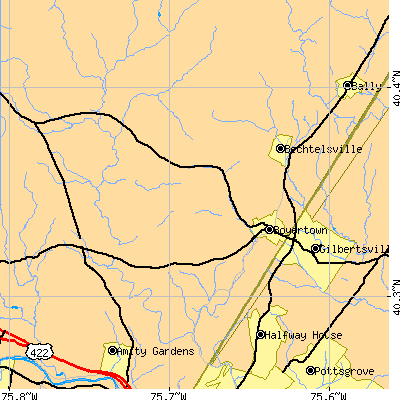 Zip code 19512 close-up map
