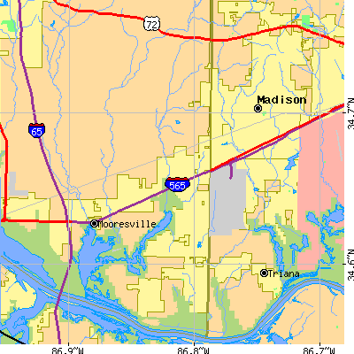 Zip code 35756 close-up map