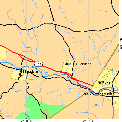 Zip code 19518 close-up map