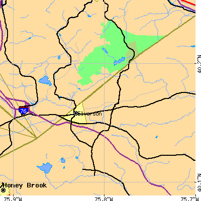 Zip code 19520 close-up map