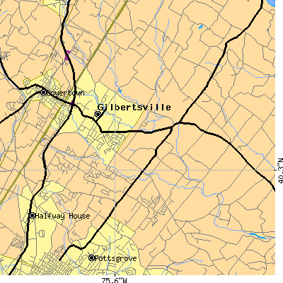 Zip code 19525 close-up map