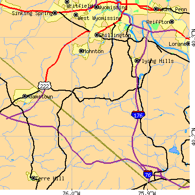 Zip code 19540 close-up map