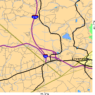 Zip code 19543 close-up map