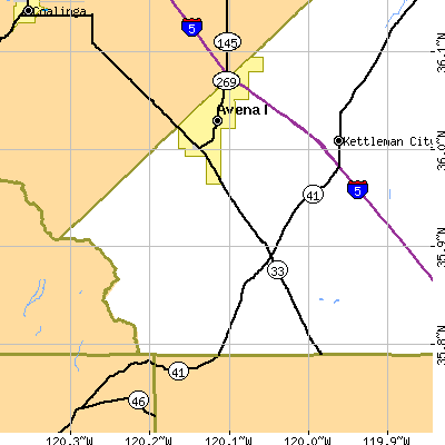 Zip code 93204 close-up map