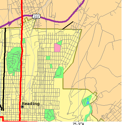 Zip code 19604 close-up map