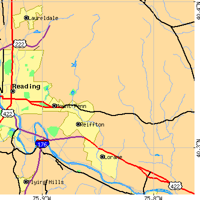Zip code 19606 close-up map