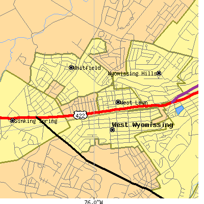 Zip code 19609 close-up map