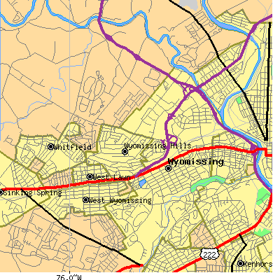 Zip code 19610 close-up map