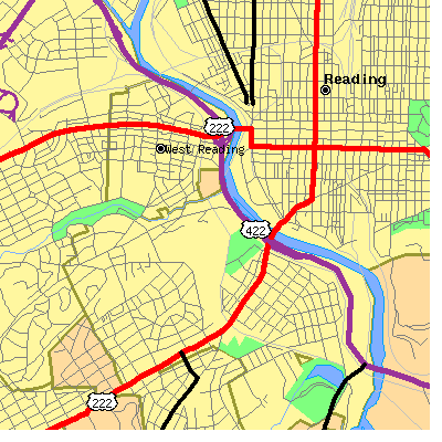 Zip code 19611 close-up map