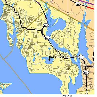 Zip code 02806 close-up map