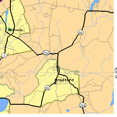Zip code 02808 close-up map