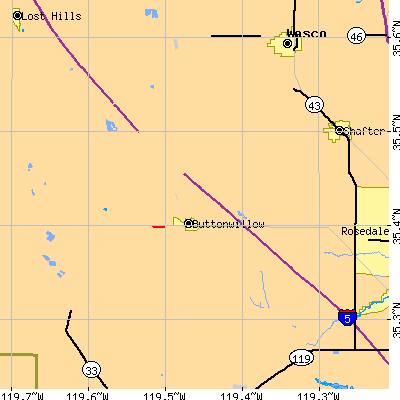 Zip code 93206 close-up map