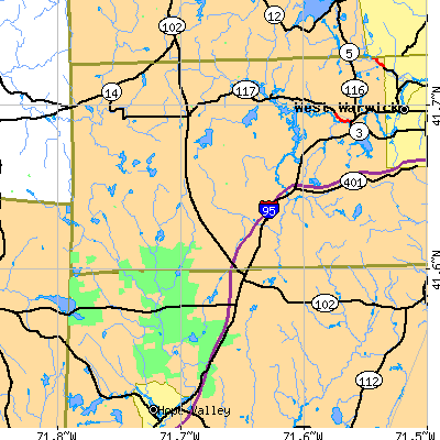 Zip code 02817 close-up map
