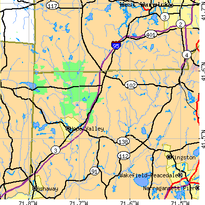 Zip code 02822 close-up map