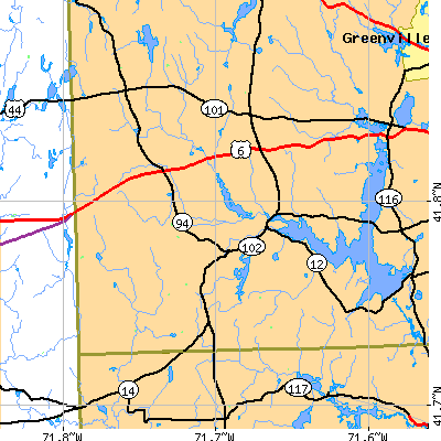 Zip code 02825 close-up map