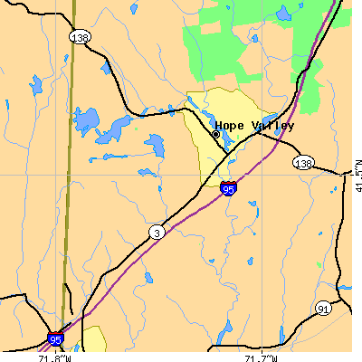 Zip code 02832 close-up map