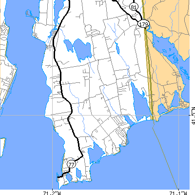Zip code 02837 close-up map