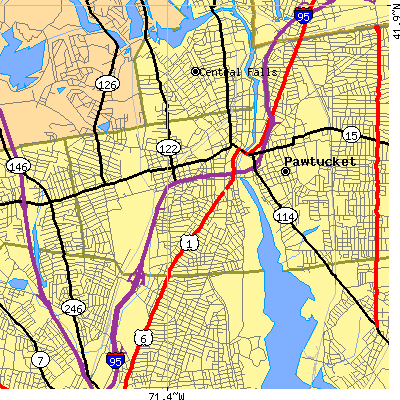 Zip code 02860 close-up map