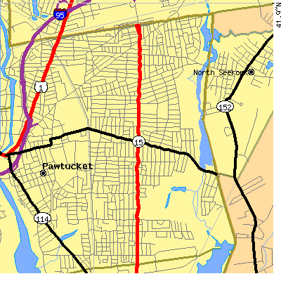 Zip code 02861 close-up map