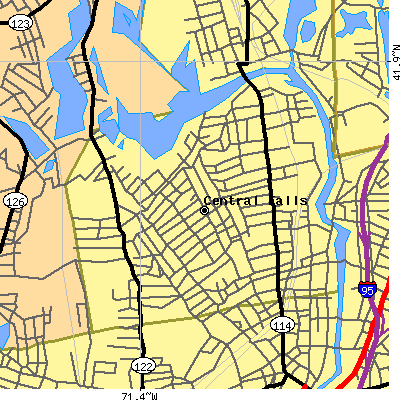 Zip code 02863 close-up map