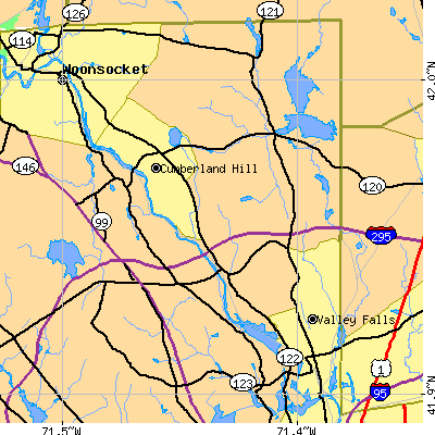 Zip code 02864 close-up map