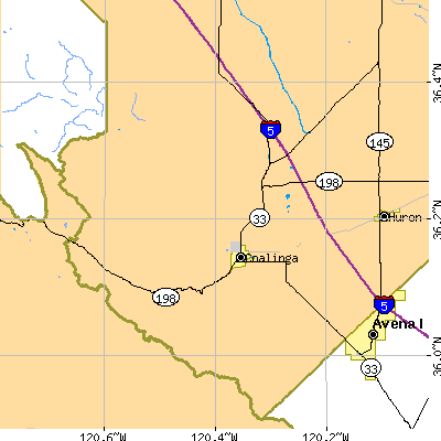 Zip code 93210 close-up map
