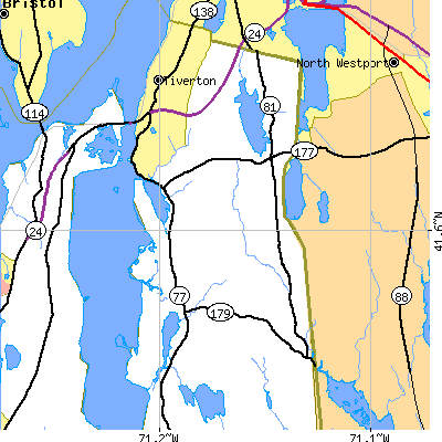 Zip code 02878 close-up map